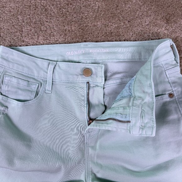 Old Navy Womens Size 6 Rockstar Skinny Mid Rise Green Denim Jeans 28x29 E766 - Picture 3 of 14
